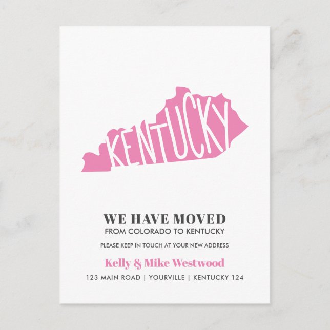 KENTUCKY Vi har flyttat Ny adress Nytt hem Vykort (Framsida)