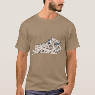 Kentucky Vintage Bildkarta Överskjutande T Shirt