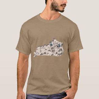 Kentucky Vintage Bildkarta Överskjutande T Shirt