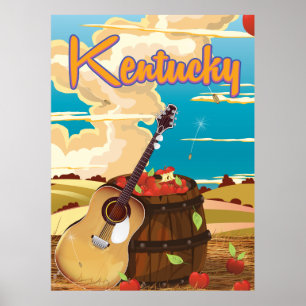 Kentucky vintage tecknad-reseaffisch poster