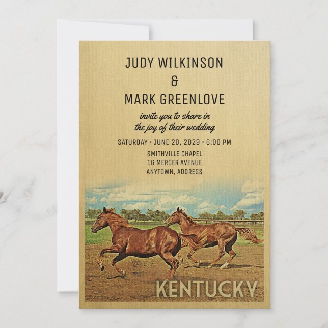 Kentucky Wedding Investigations Horses Inbjudningar (Framsida)