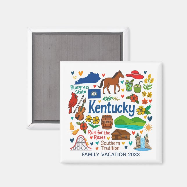 Kentuky Family Trip Keepsake Personalized Magnet (Front/Back)