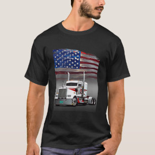 Kenworth Lastbil och American Flagga by Gas Autos  T Shirt