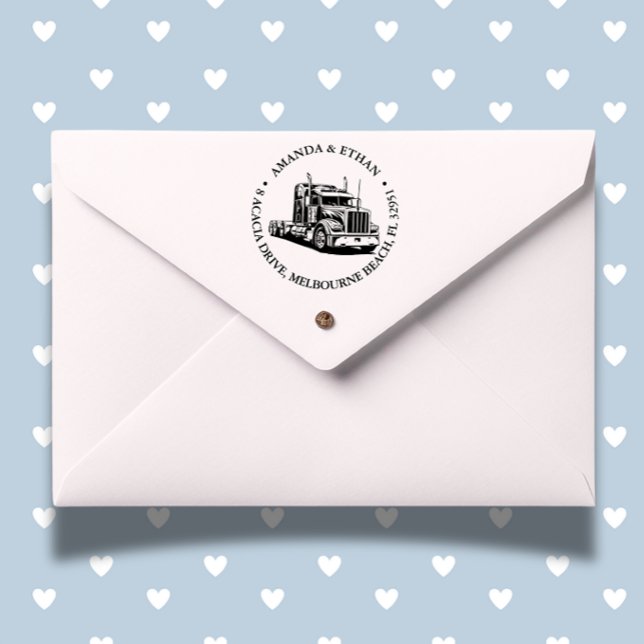 kenworth Semi Lastbil Theme Självfärgande Stämpel (Personalize your documents with a semi truck theme self-inking stamp.)