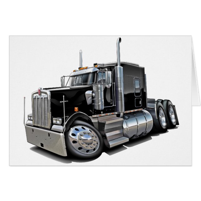 Kenworth w900 Black Lastbil Hälsningskort (Framsidan Horizontal)