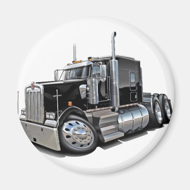 Kenworth w900 Black Lastbil Magnet (Framsidan)