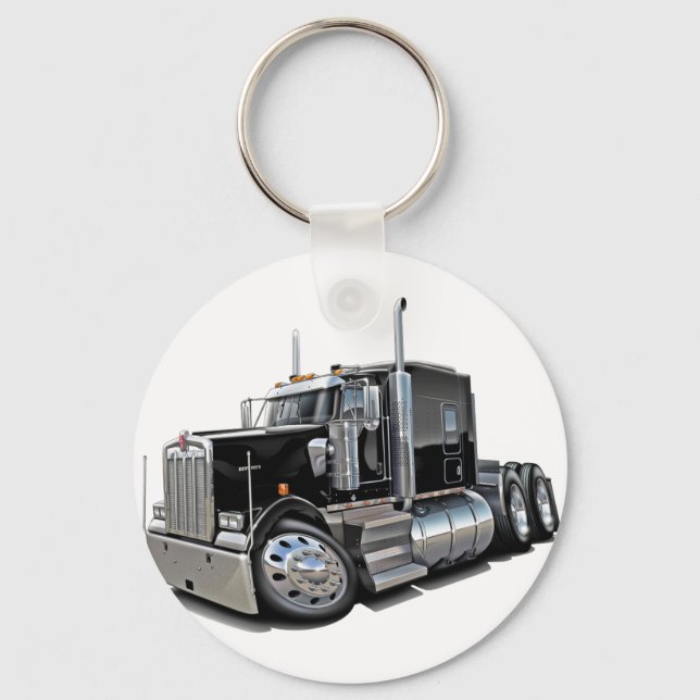 Kenworth w900 Black Lastbil Nyckelring (Framsida)