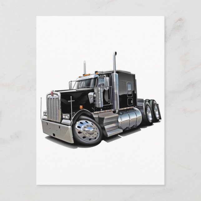 Kenworth w900 Black Lastbil Vykort (Framsida)