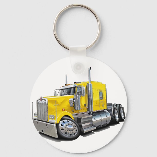 Kenworth w900 Gult Lastbil Nyckelring (Framsida)