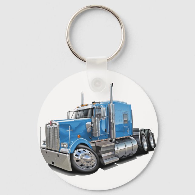 Kenworth w900 Lt Blue Lastbil Nyckelring (Framsida)