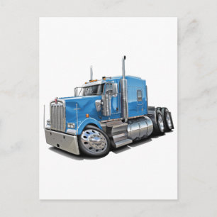 Kenworth w900 Lt Blue Lastbil Vykort