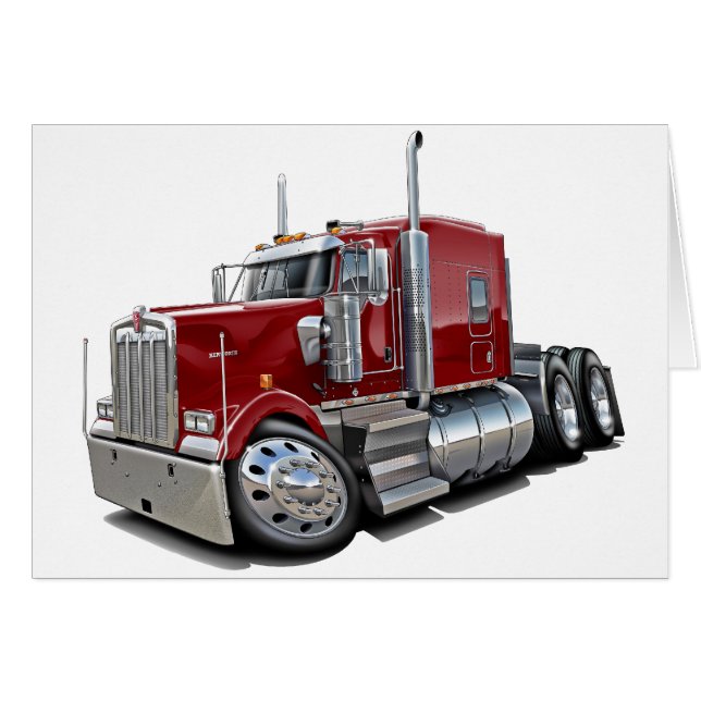 Kenworth w900 Maroon Lastbil Hälsningskort (Framsidan Horizontal)
