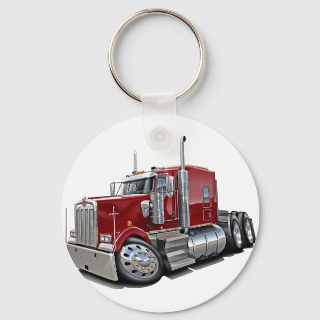 Kenworth w900 Maroon Lastbil Nyckelring (Framsida)