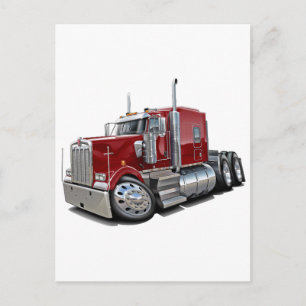 Kenworth w900 Maroon Lastbil Vykort