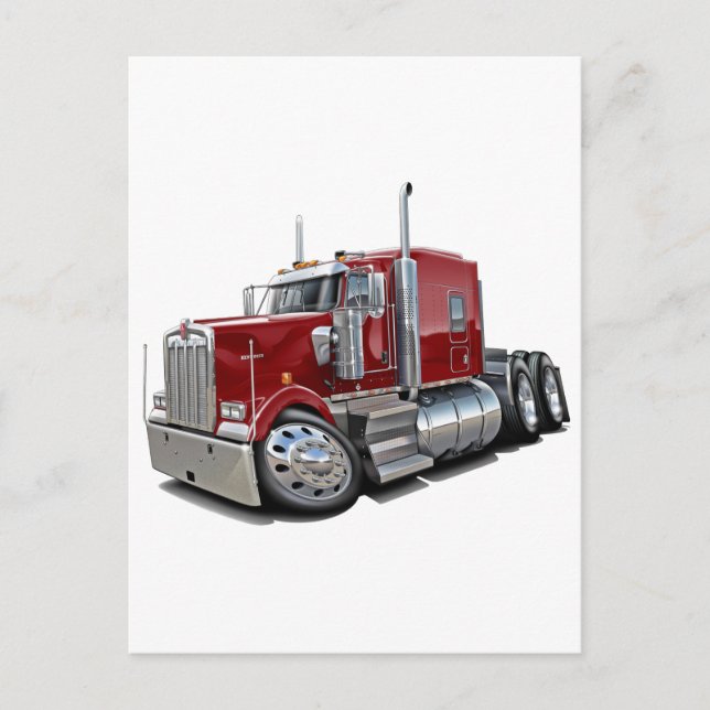 Kenworth w900 Maroon Lastbil Vykort (Framsida)