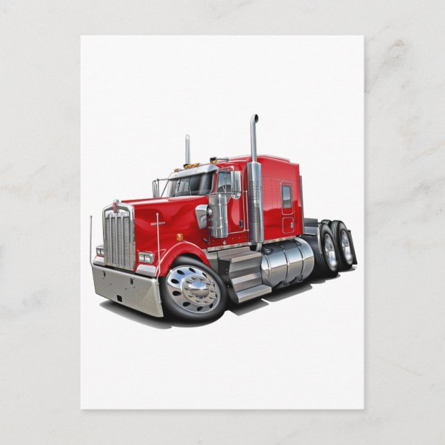 Kenworth w900 Red Lastbil Vykort (Framsida)