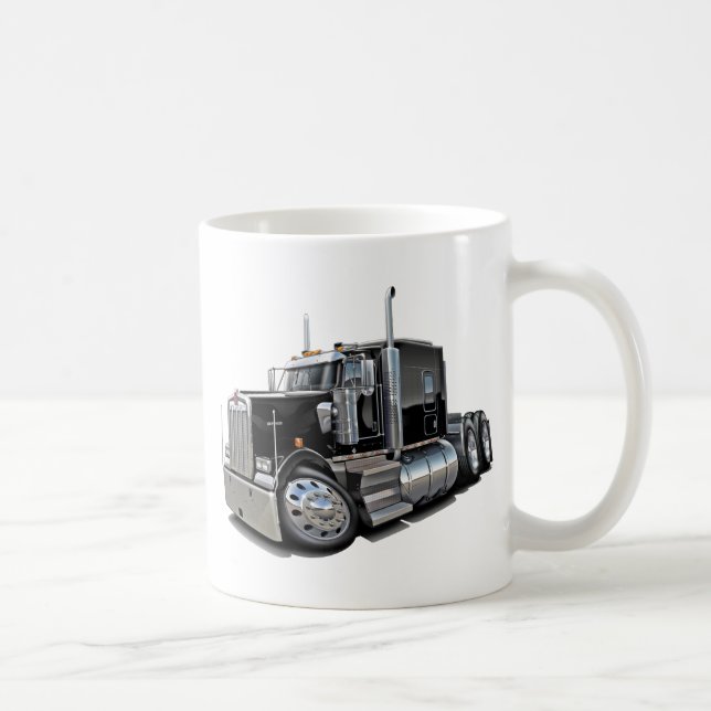 Kenworth w900 svartlastbil kaffemugg (Höger)