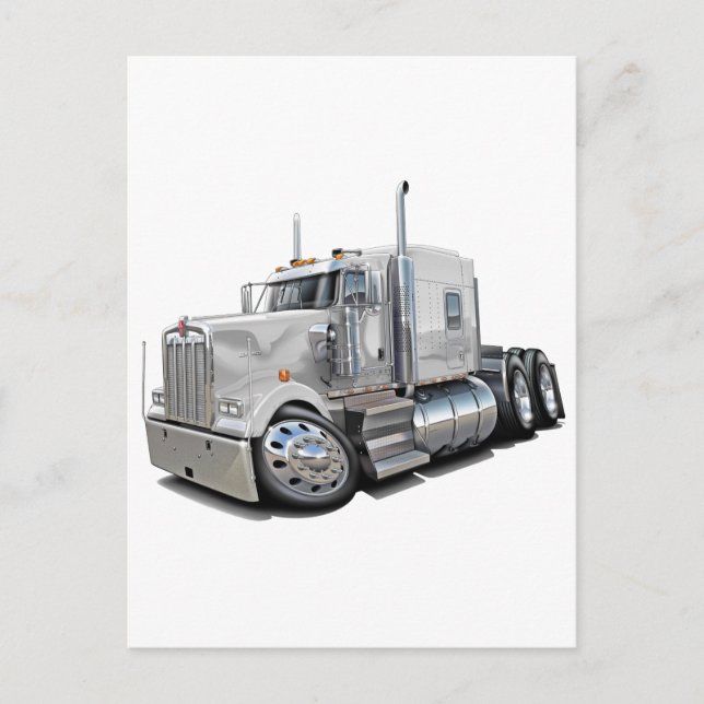 Kenworth w900 Vit Lastbil Vykort (Framsida)