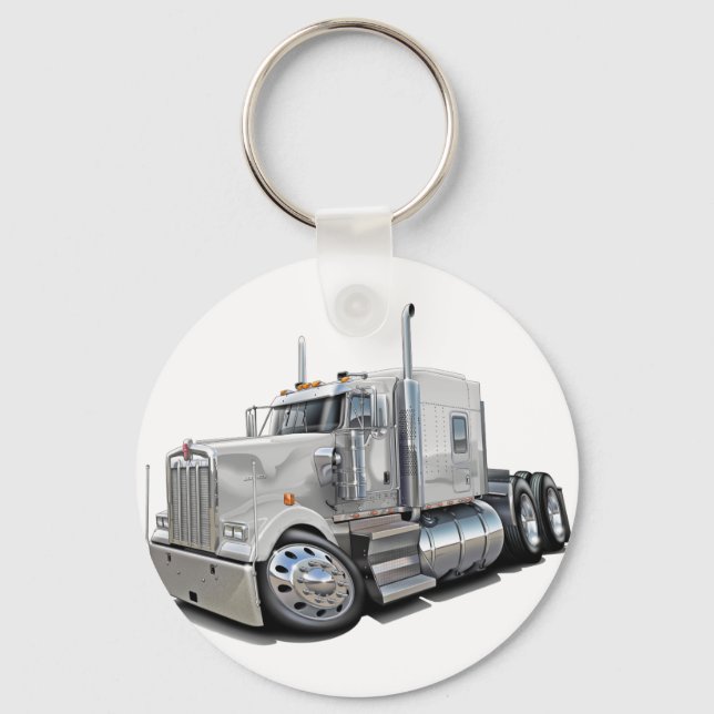 Kenworth w900 White Lastbil Nyckelring (Framsida)