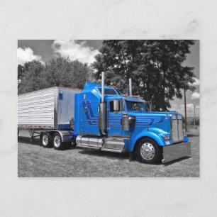 Kenworth W900L Blue Postcard Vykort