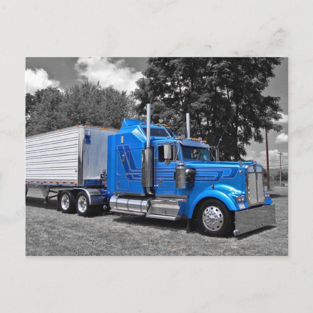 Kenworth W900L Blue Postcard Vykort (Framsida)