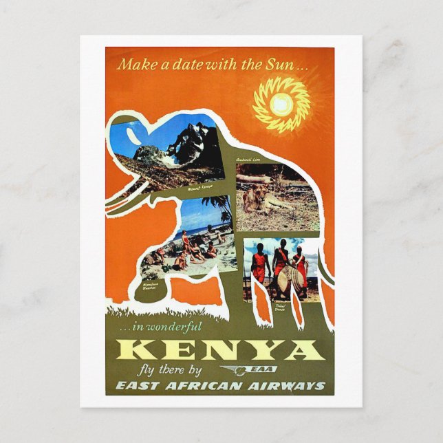 Kenya, Afrika, boka en dejt med solen, resa Vykort (Framsida)
