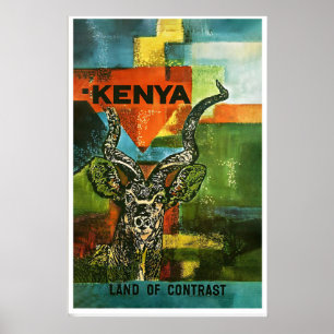 Kenya Afrika Sydafrika Safari Världen Vintage Poster