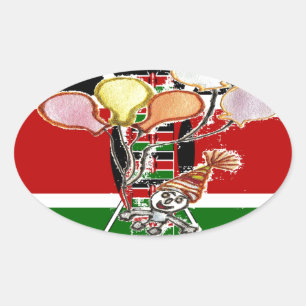 Kenya Birthday Ovalt Klistermärke