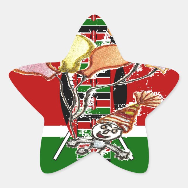 Kenya Birthday Stjärnformat Klistermärke (Framsida)