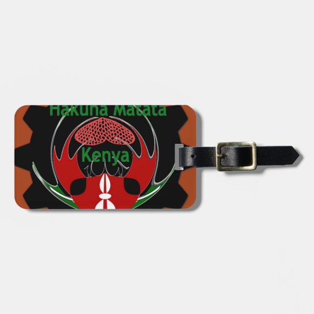 Kenya Butterfly Flagga Art - Hakuna Matata Patriot Bagagebricka (Horisontell Framsida)