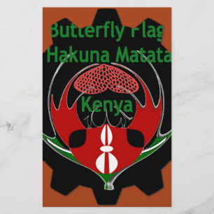 Kenya Butterfly Flagga Art - Hakuna Matata Patriot Brevpapper