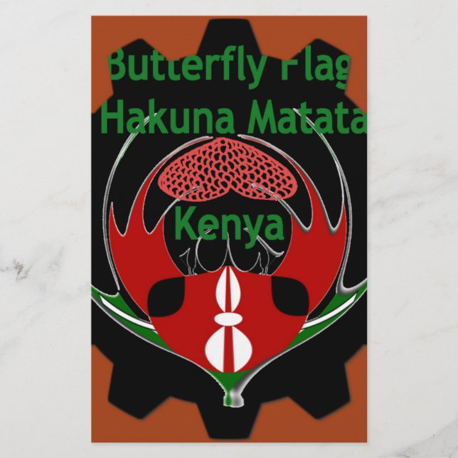 Kenya Butterfly Flagga Art - Hakuna Matata Patriot Brevpapper (Framsida)
