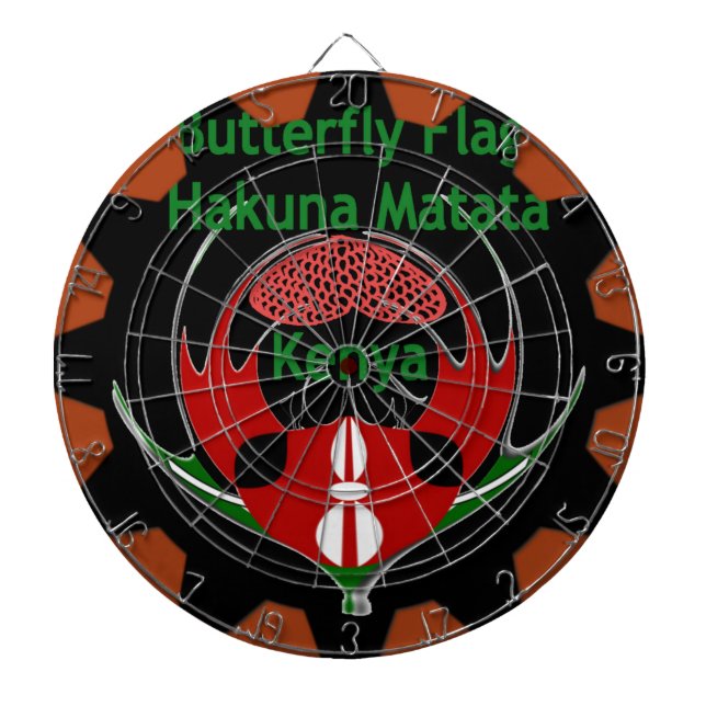 Kenya Butterfly Flagga Art - Hakuna Matata Patriot Darttavla (Framsidan)