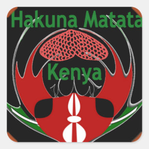 Kenya Butterfly Flagga Art - Hakuna Matata Patriot Fyrkantigt Klistermärke