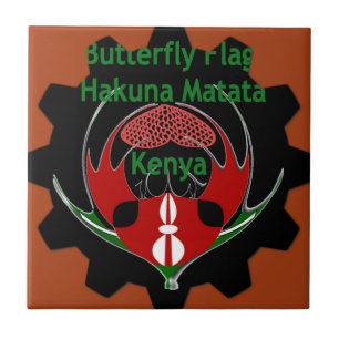 Kenya Butterfly Flagga Art - Hakuna Matata Patriot Kakelplatta