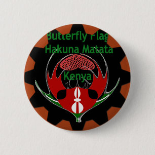Kenya Butterfly Flagga Art - Hakuna Matata Patriot Knapp