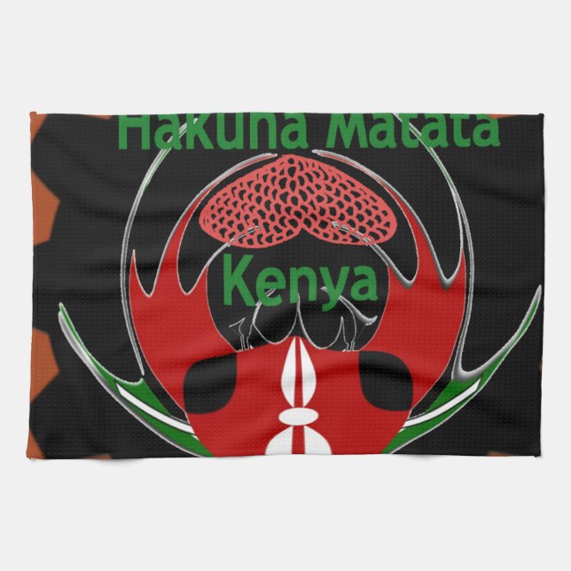 Kenya Butterfly Flagga Art - Hakuna Matata Patriot Kökshandduk (Horisontell)