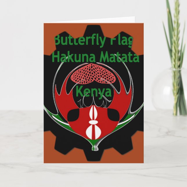 Kenya Butterfly Flagga Art - Hakuna Matata Patriot Kort (Framsida)