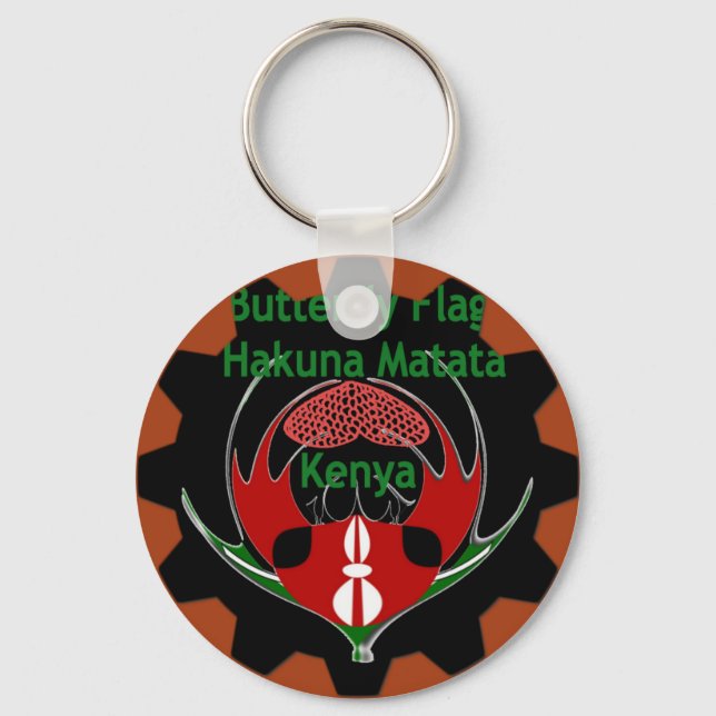 Kenya Butterfly Flagga Art - Hakuna Matata Patriot Nyckelring (Framsida)