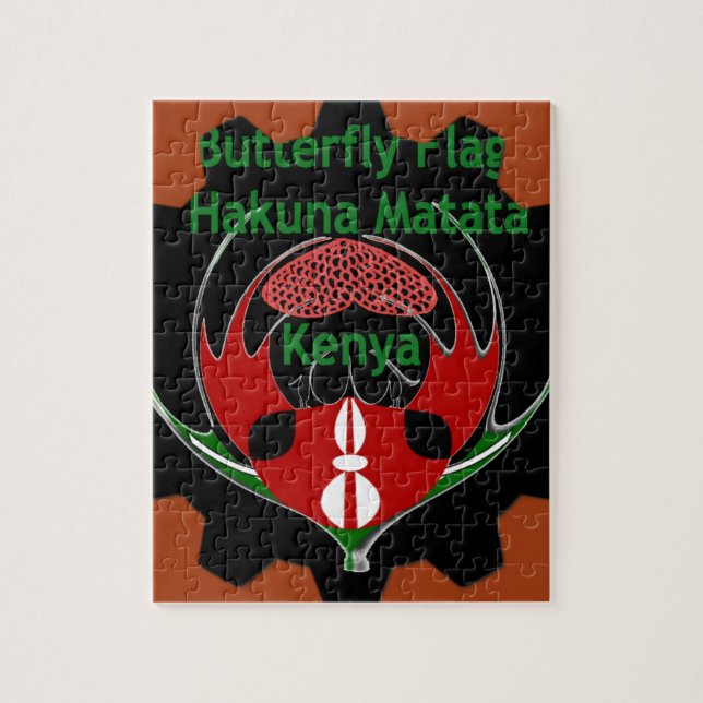Kenya Butterfly Flagga Art - Hakuna Matata Patriot Pussel (Vertikal)
