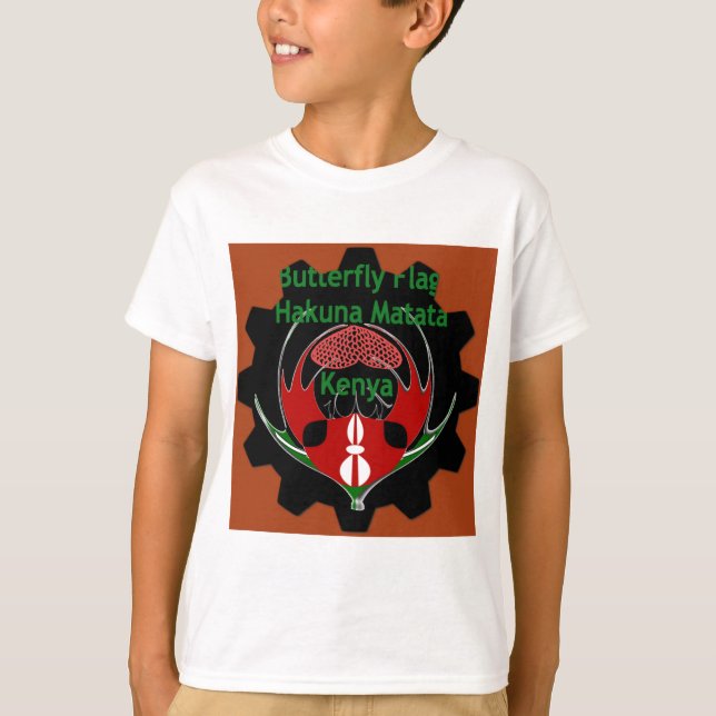 Kenya Butterfly Flagga Art - Hakuna Matata Patriot T Shirt (Framsida)