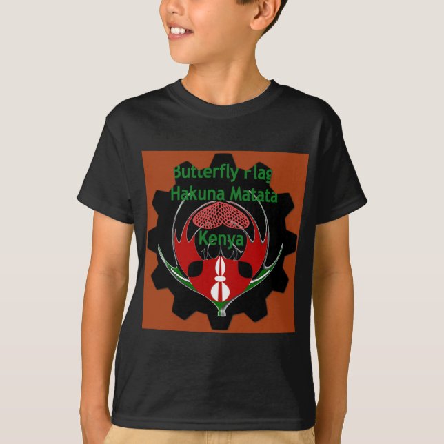 Kenya Butterfly Flagga Art - Hakuna Matata Patriot Tee (Framsida)