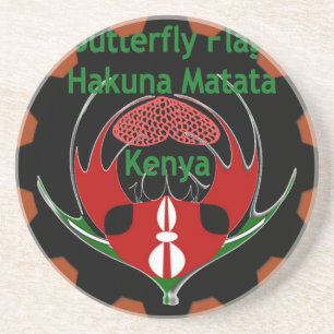 Kenya Butterfly Flagga Art - Hakuna Matata Patriot Underlägg Sandsten