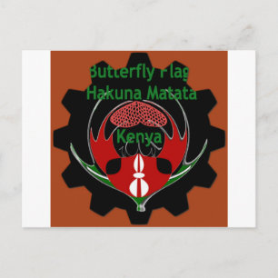 Kenya Butterfly Flagga Art - Hakuna Matata Patriot Vykort
