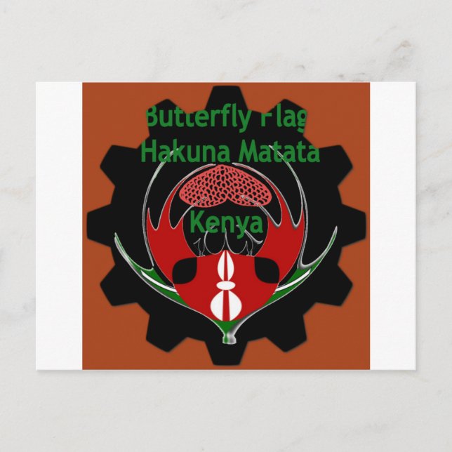 Kenya Butterfly Flagga Art - Hakuna Matata Patriot Vykort (Framsida)