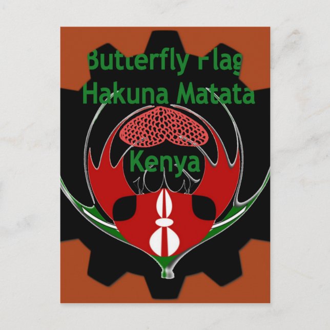 Kenya Butterfly Flagga Art - Hakuna Matata Patriot Vykort (Framsida)