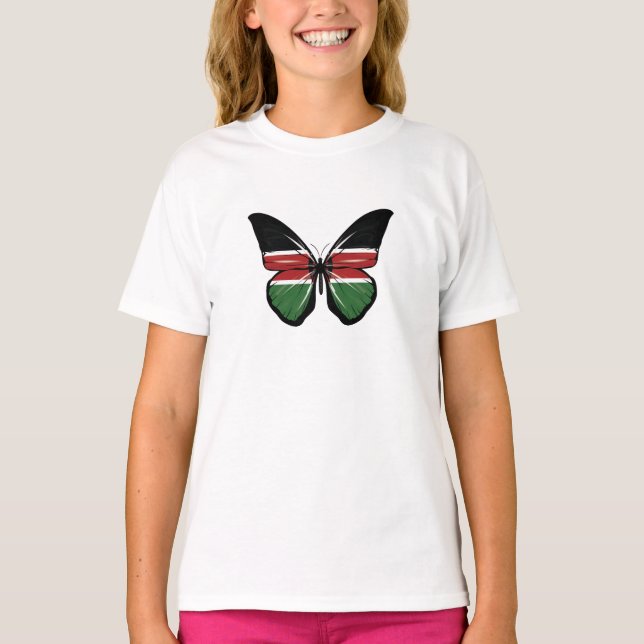 Kenya Butterfly Flagga T Shirt (Framsida)