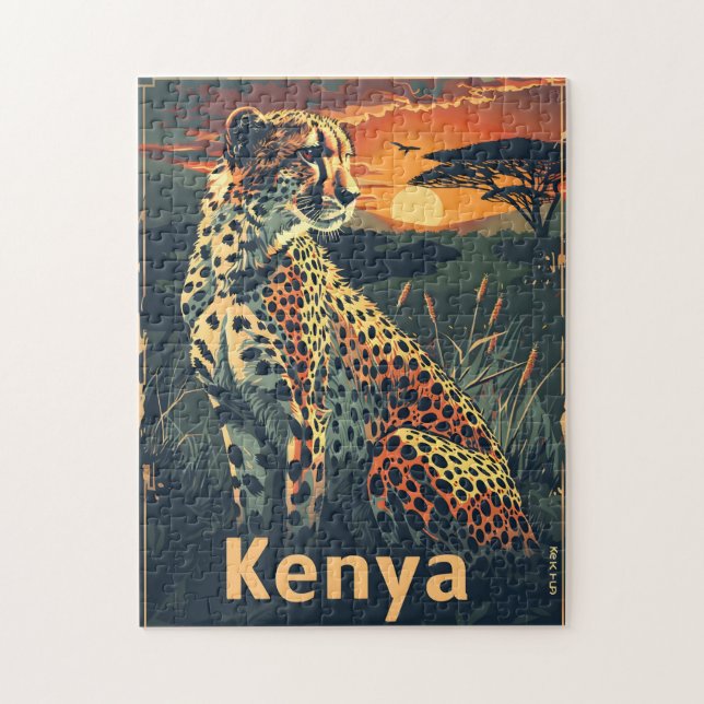 Kenya Cheeatah sunset Pussel (Vertikal)