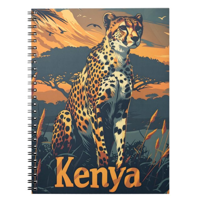 Kenya Cheetah Vintage Anteckningsbok (Framsidan)