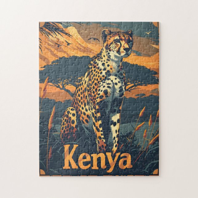 Kenya Cheetah Vintage Pussel (Vertikal)